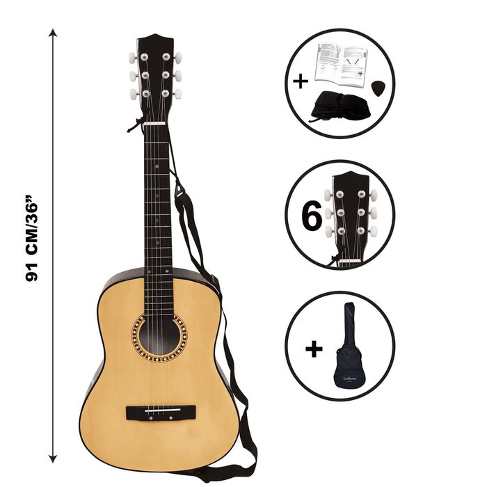 Lexibook Guitarra acústica de madera de 91 cm