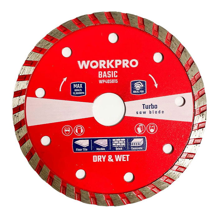 Workpro Basic Disco Diamantado Continuo Turbo Ø230 x 22,2 mm para Corte de Azulejo, Piedra, Hormigón, Ladrillo - Dientes Prensaods en Frío Workpro Basic Disco Diamantado Continuo Turbo Ø230 x 22,2 mm para Corte de Azulejo, Piedra, Hormigón, Ladrillo - Dientes Prensaods en Frío
