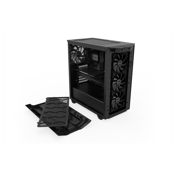 be quiet! Pure Base 500DX Caja PC Midi Tower ATX Negro con Ventana de Vidrio Templado, Iluminación RGB LED (Azul, Verde, Rojo), 3 Ventiladores 140mm Incluidos, Filtro Antipolvo