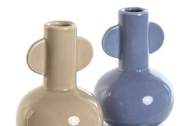 DKD Home Decor Jarron Azul Beige 10 x 21 x 10 cm (4 Unidades)