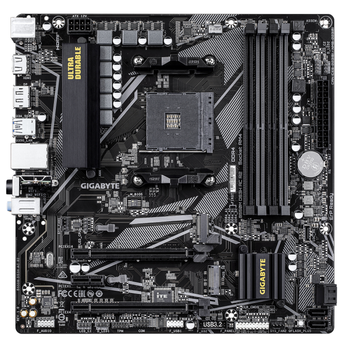 GIGABYTE B550M DS3H AC R2 Placa base Socket AM4 compatible con AMD Ryzen 5000 Series, DDR4, Wi-Fi 5