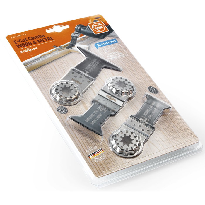 Fein E-Cut Combo Starlock Juego de Aspas para Madera y Metal, 3 Piezas