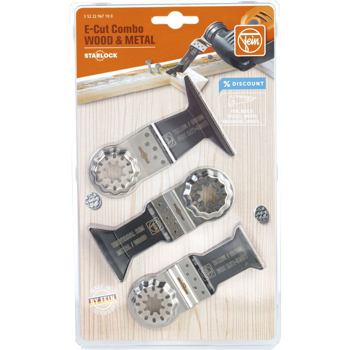 Fein E-Cut Combo Starlock Juego de Aspas para Madera y Metal, 3 Piezas