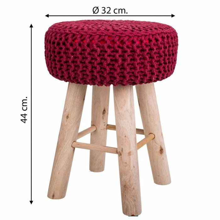 Taburete Alexandra House Living Burdeos Bambú Esponja Madera MDF 32 x 44 x 32 cm