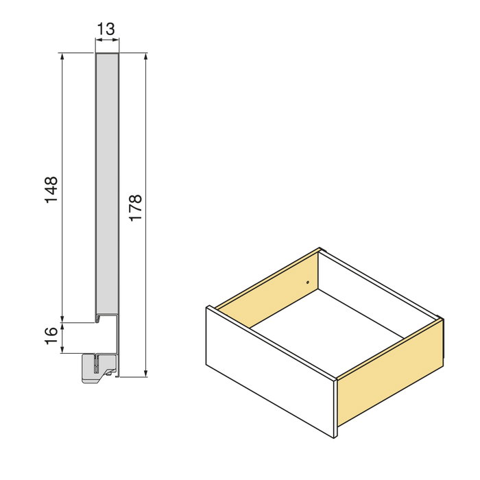 Emuca Kit Cajón Exterior Vertex con Regulación 3D, 350 mm