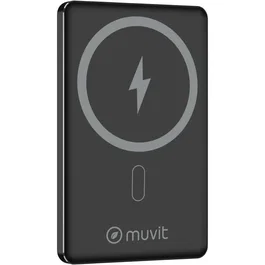 Muvit MCCHP0009 Powerbank 5000mAh con Magsafe 15W, carga inalámbrica y cable USB-C PD 20W incluido, color negro