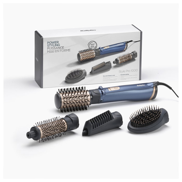 BaByliss Style Pro 1000 AS965E Cepillo de Aire Rotatorio, Oro y Verde azulado