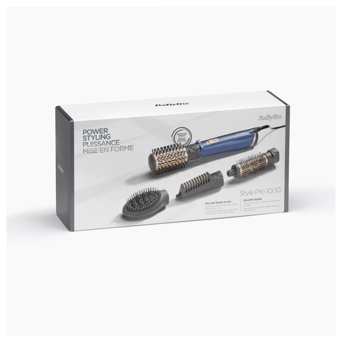 BaByliss Style Pro 1000 AS965E Cepillo de Aire Rotatorio, Oro y Verde azulado