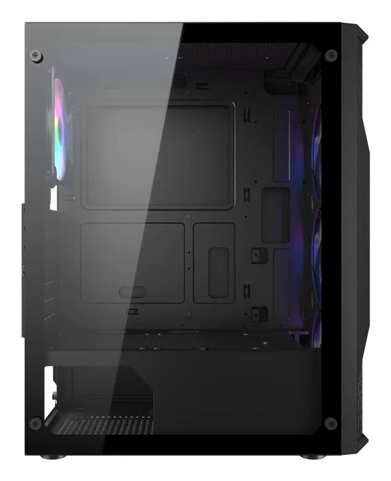 Cougar MX110 - Caja PC Semitorre Gaming Midi Tower ATX Negro con Panel de Vidrio Templado e Iluminación RGB, Compatible con Micro-ATX y Mini-ITX