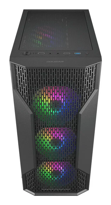 Cougar MX110 - Caja PC Semitorre Gaming Midi Tower ATX Negro con Panel de Vidrio Templado e Iluminación RGB, Compatible con Micro-ATX y Mini-ITX
