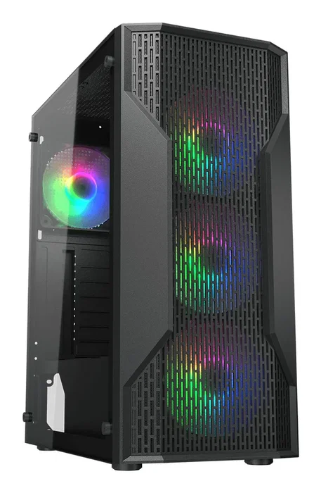 Cougar MX110 - Caja PC Semitorre Gaming Midi Tower ATX Negro con Panel de Vidrio Templado e Iluminación RGB, Compatible con Micro-ATX y Mini-ITX