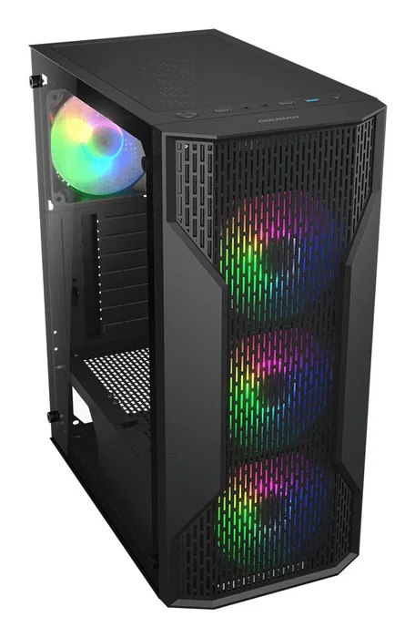 Cougar MX110 - Caja PC Semitorre Gaming Midi Tower ATX Negro con Panel de Vidrio Templado e Iluminación RGB, Compatible con Micro-ATX y Mini-ITX