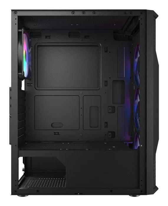 Cougar MX110 - Caja PC Semitorre Gaming Midi Tower ATX Negro con Panel de Vidrio Templado e Iluminación RGB, Compatible con Micro-ATX y Mini-ITX