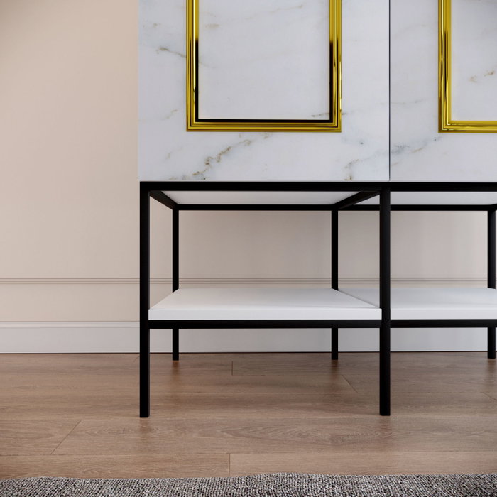 Hanah Home Armario Martin 3 Blanco, Negro y Dorado 126x200x50 cm