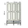 Hanah Home Armario Martin 3 Blanco, Negro y Dorado 126x200x50 cm