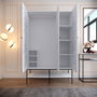Hanah Home Armario Martin 3 Blanco, Negro y Dorado 126x200x50 cm