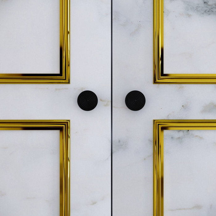 Hanah Home Armario Martin 3 Blanco, Negro y Dorado 126x200x50 cm