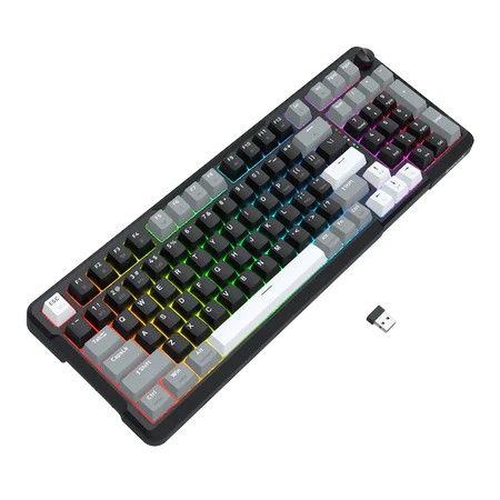 Redragon ARLOKKS QMK K742 Teclado Mecánico Inalámbrico Bluetooth/RGB 98 Teclas Negro