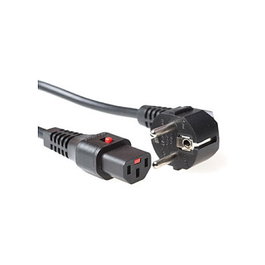 ACT Cable de alimentación Schuko CEE 7/7 macho acodado a C13 IEC Lock de 3 m, negro EL234S