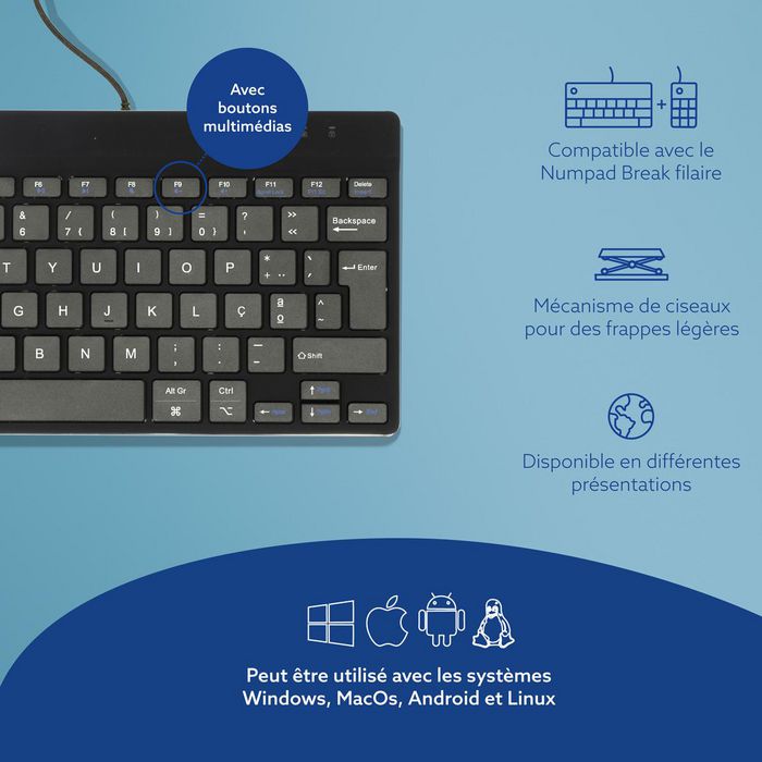 R-Go Tools R-Go Compact Break Teclado Ergonómico QWERTY Negro con Cable