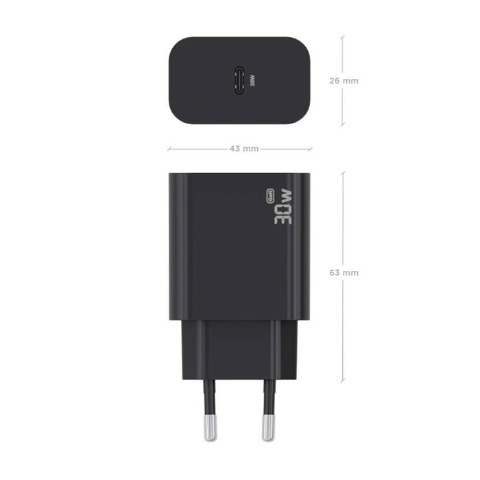 AISENS Cargador GaN USB-C 30W Negro A110-0941 AISENS Cargador GaN USB-C 30W Negro A110-0941