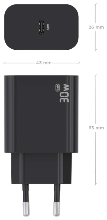 AISENS Cargador GaN USB-C 30W Negro A110-0941 AISENS Cargador GaN USB-C 30W Negro A110-0941