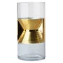 DKD Home Decor Jarrón de Cristal Transparente y Dorado 13x13x27 cm