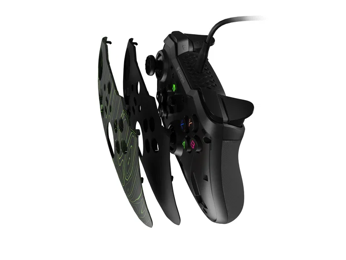 Genesis Mangan 300 Gamepad con Cable USB Negro para PC, Nintendo Switch y Android | 19 Botones, Panel Frontal Intercambiable, Joystick Analógico/Digital