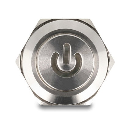 DeLOCK 20981 Drucktaster zum Einbau 12 mm con LED rojo Powersymbol, 4 x Lötanschluss, IP65, 230V, 3A, Níquel/Acero inoxidable, Plata