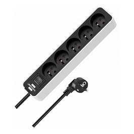 Brennenstuhl Regleta enchufes 5 tomas blanco y negro 5 metros 3500W 230V