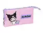 Safta Estuche Portatodo Triple con Crema (3 Compartimentos) Kuromi - Dimensiones: 12x22x3 cm (120x220x30 mm) para Colegio y Trabajo