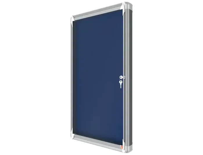 Nobo Vitrina de anuncios Premium Plus fieltro azul 6xA4 con cerradura y marco de aluminio