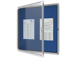 Nobo Vitrina de anuncios Premium Plus fieltro azul 6xA4 con cerradura y marco de aluminio