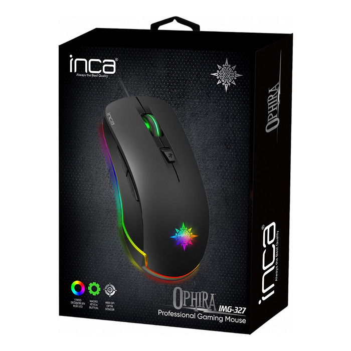 Inca Gaming Maus IMG-327 4800 DPI RGB 6 Tasten USB SW Retail