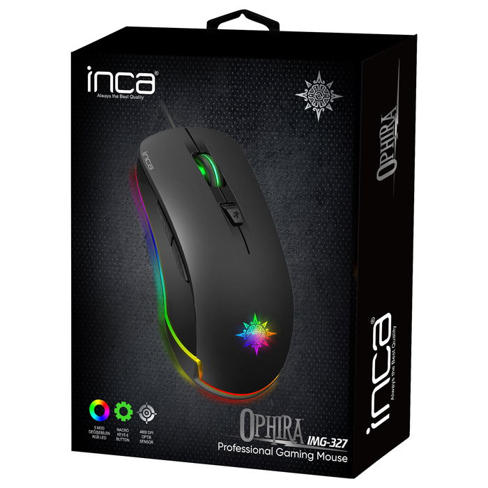 Inca Gaming Maus IMG-327 4800 DPI RGB 6 Tasten USB SW Retail