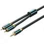 Vention BCSGF Cable Audio 3.5mm Macho a 2x RCA Macho, 1 Metro, Conectores Chapados en Oro, Conductores Cobre Plata, Funda Trenzada Verde y Negro