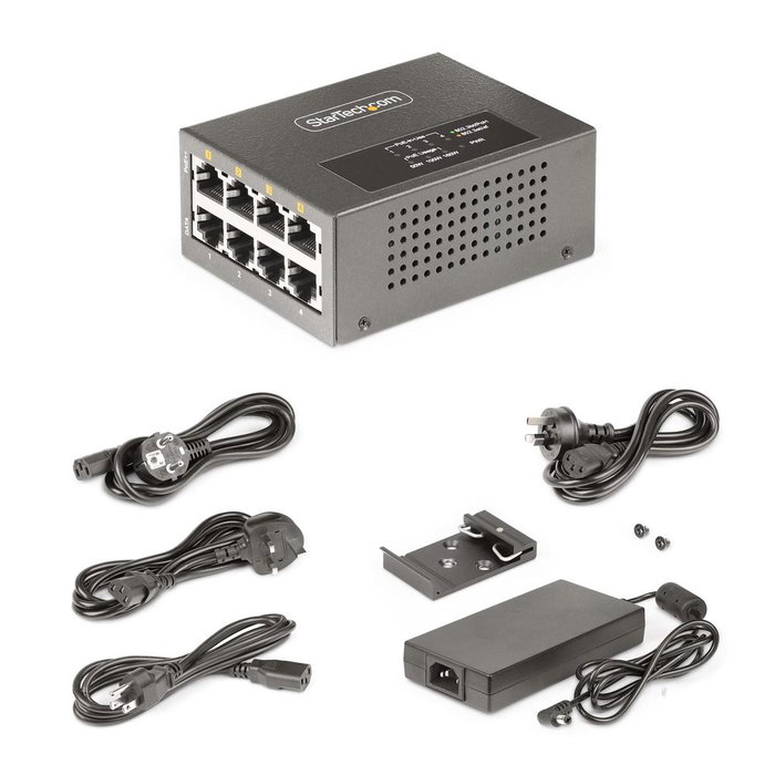 StarTech.com Inyector PoE++ 4 Puertos Multigigabit AS445C-POE-INJECTOR 160W 5Gbps Carcasa Metálica