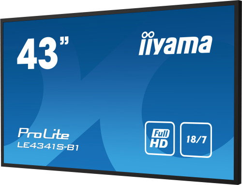 iiyama LE4341S-B1 pantalla de señalización Pantalla plana para señalización digital 108 cm (42.5") LCD 350 cd / m² Full HD Negro 18/7 iiyama LE4341S-B1 pantalla de señalización Pantalla plana para señalización digital 108 cm (42.5") LCD 350 cd / m² Full HD Negro 18/7