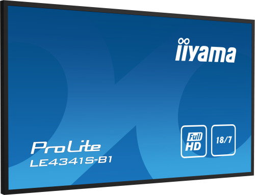 iiyama LE4341S-B1 pantalla de señalización Pantalla plana para señalización digital 108 cm (42.5") LCD 350 cd / m² Full HD Negro 18/7 iiyama LE4341S-B1 pantalla de señalización Pantalla plana para señalización digital 108 cm (42.5") LCD 350 cd / m² Full HD Negro 18/7