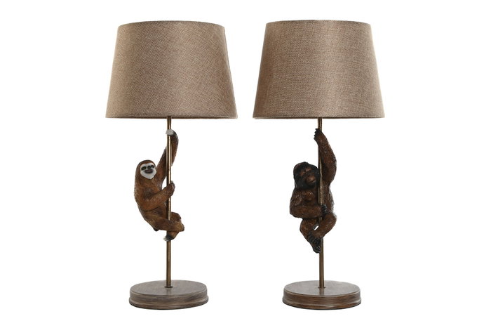 DKD Home Decor Lámpara de Sobremesa de Resina y Metal, 26x26x53,5 cm (Pack de 2 unidades surtidas)