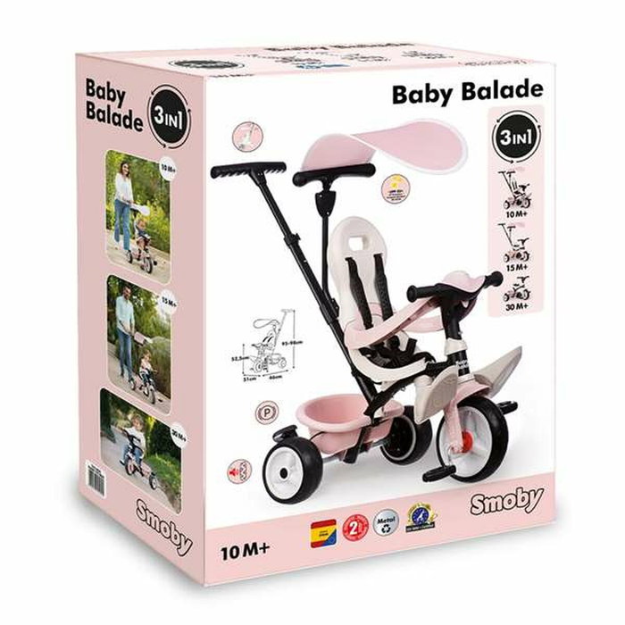 Smoby Baby Balade Triciclo Infantil Rosa