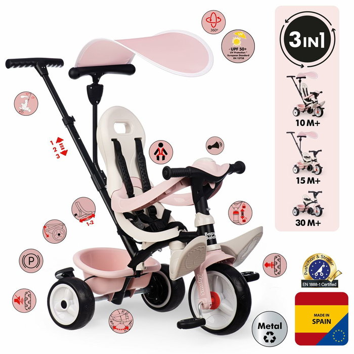 Smoby Baby Balade Triciclo Infantil Rosa Smoby Baby Balade Triciclo Infantil Rosa