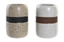 DKD Home Decor Vaso Beige Blanco Gres 8 x 12 x 8 cm (12 Unidades)