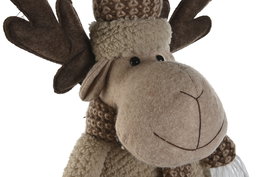 DKD Home Decor Figura Navidad Alpina Marron Beige Poliester 20 x 77 x 30 cm 110cm reno (2 Unidades)