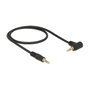 DeLOCK Cable de Audio 3.5 mm Macho a Macho 0.5 m Negro, Conectores Angulados 3 Polos, Calibre 24 AWG, Chapado en Oro