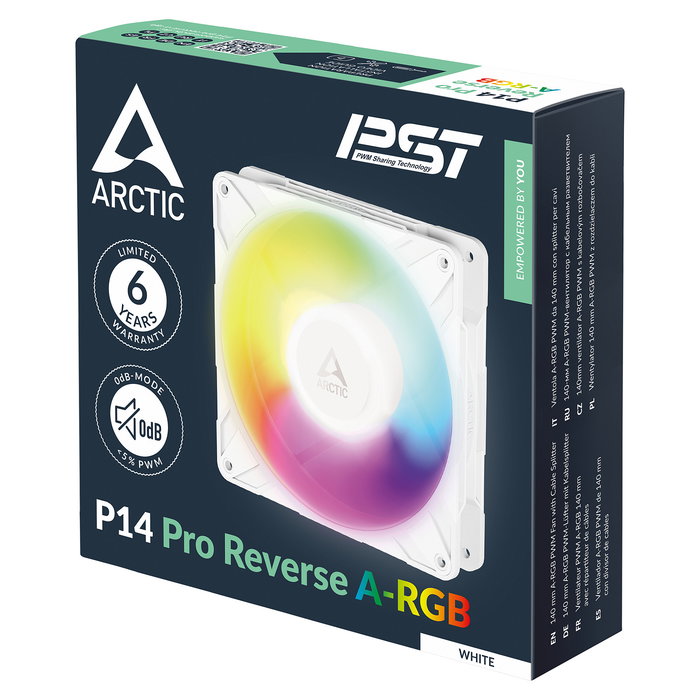 ARCTIC P14 Pro Reverse PWM Ventilador A-RGB 3 Pack Blanco 14 cm 166,5 m³/h