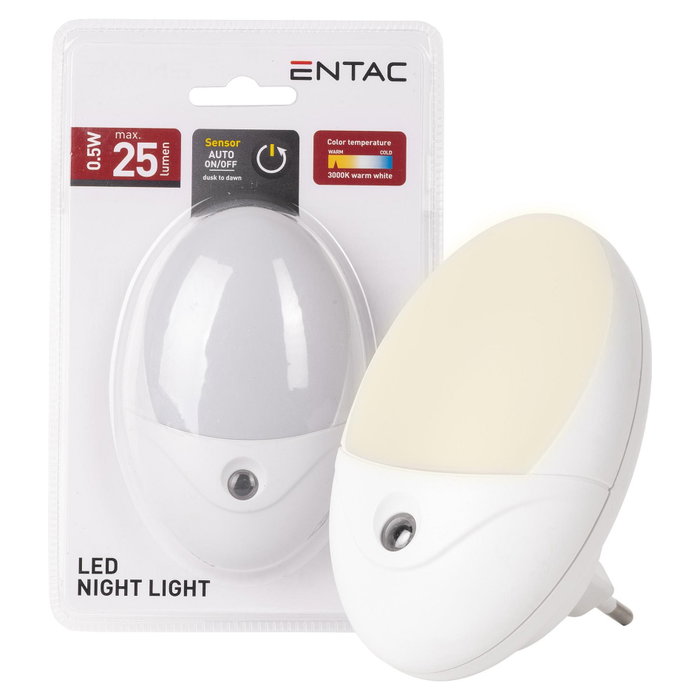 ENTAC Luz de noche ENL-O-0.5W-DSWW Oval Blanco Cálido