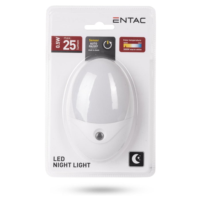 ENTAC Luz de noche ENL-O-0.5W-DSWW Oval Blanco Cálido