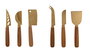 DKD Home Decor Cuchillo para Queso Basicos Dorado Natural Inox Acacia Set 3 Piezas 2 x 17 x 3 cm