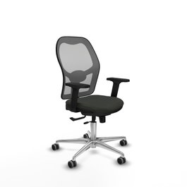 PIQUERAS Y CRESPO Silla de oficina Jorquera con mecanismo Sincro/Traslack, Tela Negra y Malla Gris